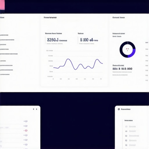 Futuristic digital interface with data analytics and AI models analyzing GMB profile data.