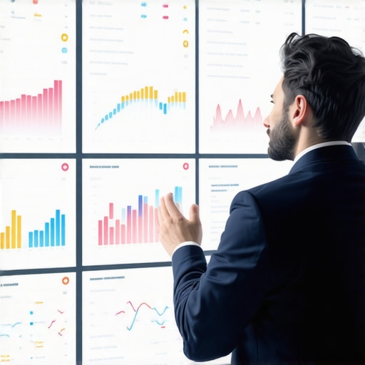 Business professional analyzing heatmaps and analytics charts on a digital dashboard