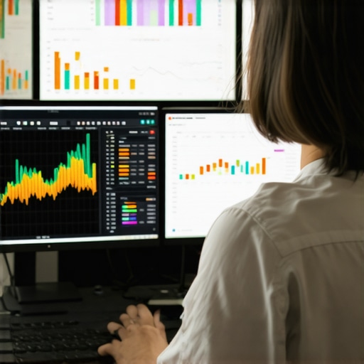 Digital marketing strategist analyzing search data and heatmaps for local SEO optimization.