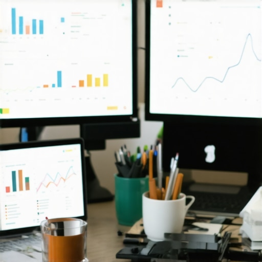 Digital marketing workspace with CTR analytics and local SEO metrics