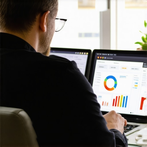 Marketing professional reviewing CTR analytics on a computer screen