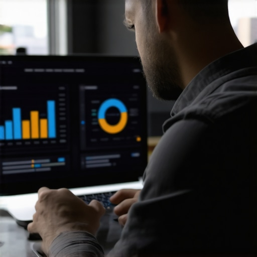 Business owner analyzing local SEO data with AI tools