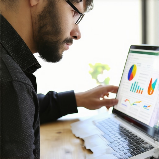 Business owner reviewing SEO analytics on digital devices