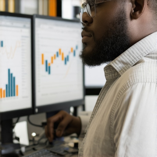 Advanced Local SEO Analytics Dashboard Business owner reviewing local SEO performance metrics on a digital dashboard.