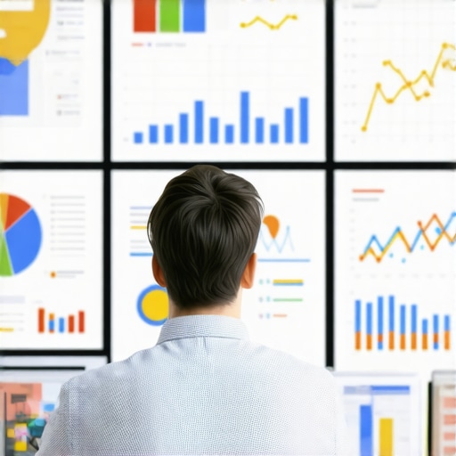 Data-Driven Local SEO Mastery A strategist analyzing local SEO performance metrics on screens with graphs and maps