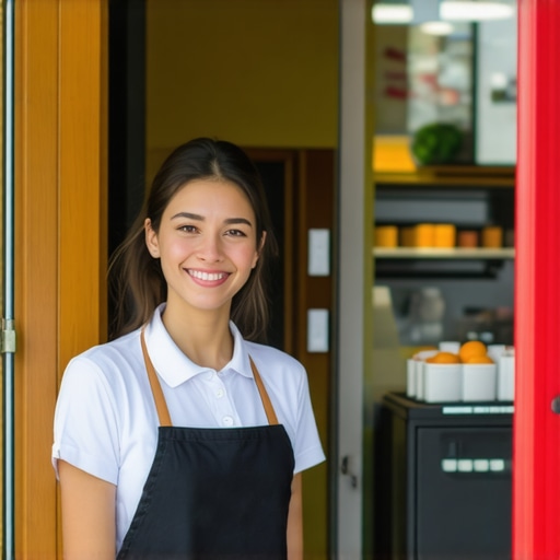 Engaging Local Business Exterior Bright, welcoming storefront of a local business with clear signage and friendly staff