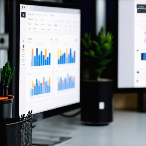 Business analyst reviewing local SEO performance metrics on computer screens.