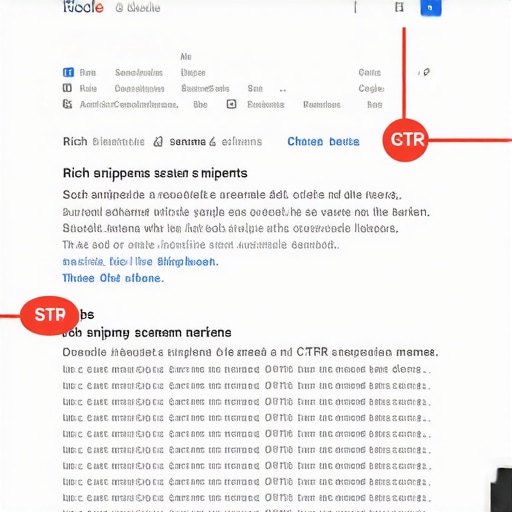 Illustration of Google search results with rich snippets highlighting local business listings, schema markup, and CTR signals.