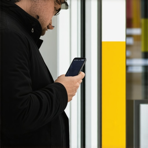 Business owner using voice search on smartphone in local storefront