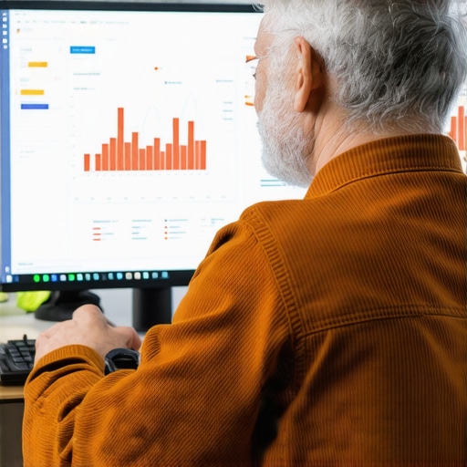 AI-Enhanced Review Analysis in Local SEO Business owner reviewing analytics dashboard showing review sentiment analysis data.