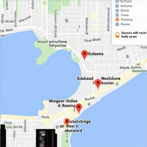 Digital map highlighting local SEO signals and real-time analytics.