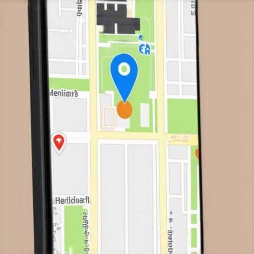 Augmented Reality for Local Engagement Smartphone showing augmented reality navigation around a business district
