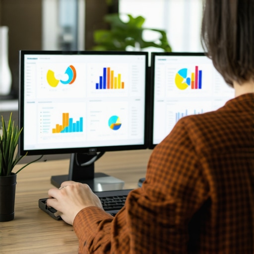 Marketer reviewing local SEO analytics on a digital dashboard.