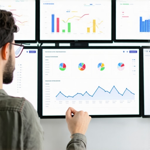 Digital marketing expert reviewing CTR and ranking performance on multiple screens.