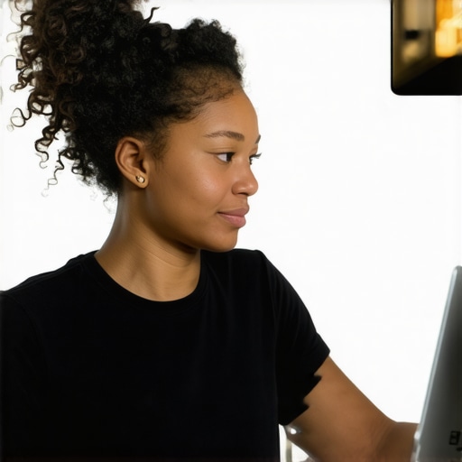 Optimized GMB Listing for Local SEO Success Business owner enhancing Google My Business profile with strategic visuals and localized keywords