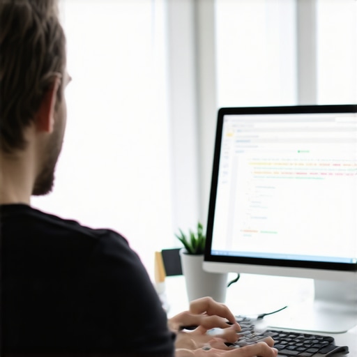 Optimizing Schema Markup for Local SEO Developer analyzing schema markup implementation on a laptop for enhanced local search visibility.