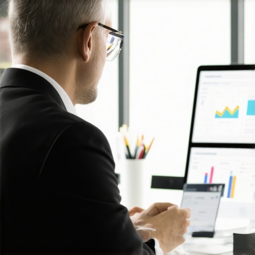 Business owner reviewing local SEO analytics on computer