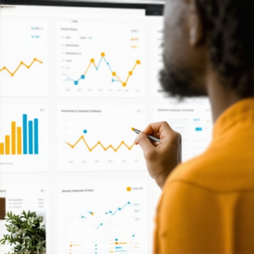 Person analyzing local SEO data dashboards with graphs and maps