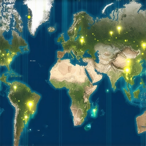 A map showing regional user interactions and movement patterns influencing local SEO.