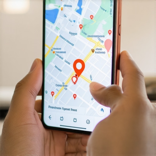 Person interacting with a mobile local map for enhanced GMB SEO