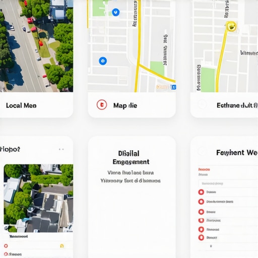 Vibrant city map highlighting top local business listings with community engagement visuals.