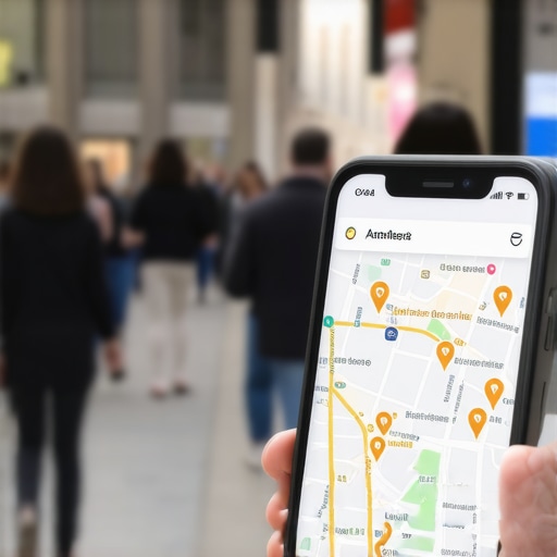 Micro-moments in Local Search Mobile device displaying local search micro-moments amid cityscape.