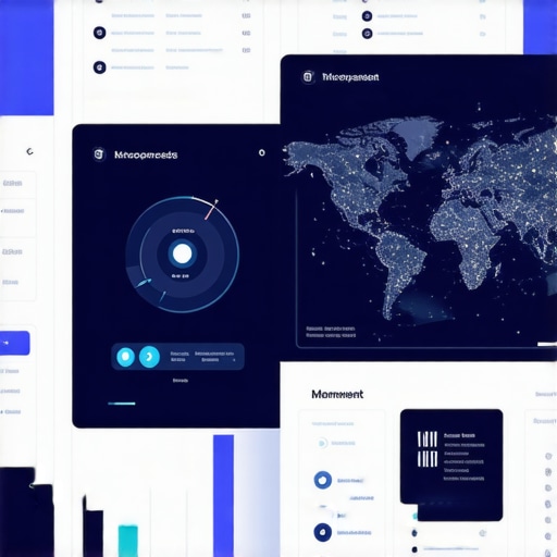 Futuristic dashboard with analytics and micro-moment visualization