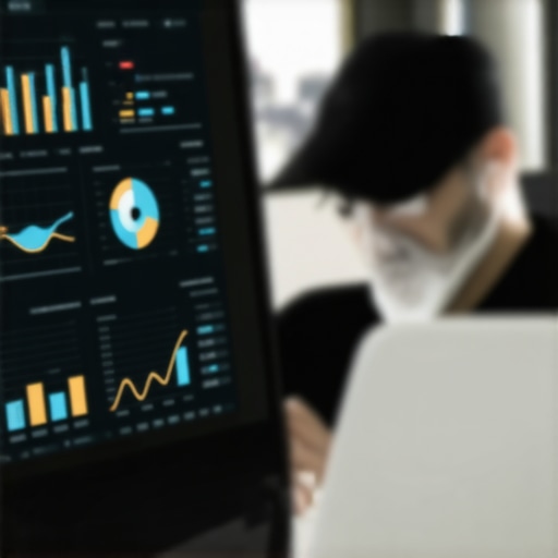 Business owner reviewing digital analytics on laptop with charts indicating CTR signals.