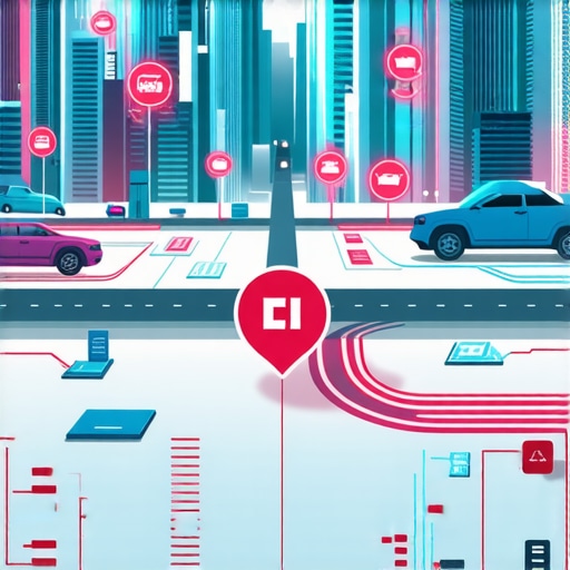 Illustration of IoT sensors and digital marketing interfaces in a vibrant city