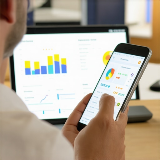 Business owner reviewing local traffic and engagement data on a tablet for GMB optimization.