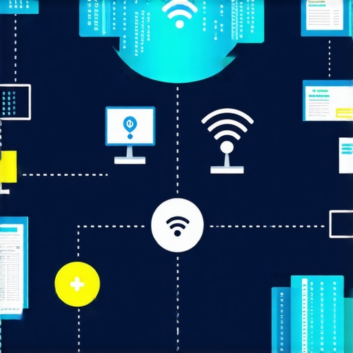 Illustration showing WiFi signals interacting with environmental sensors to influence local SEO rankings.