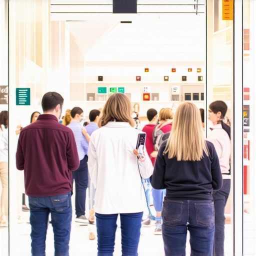 Customers engaging with a store front and checking in on mobile devices, representing offline interaction signals.