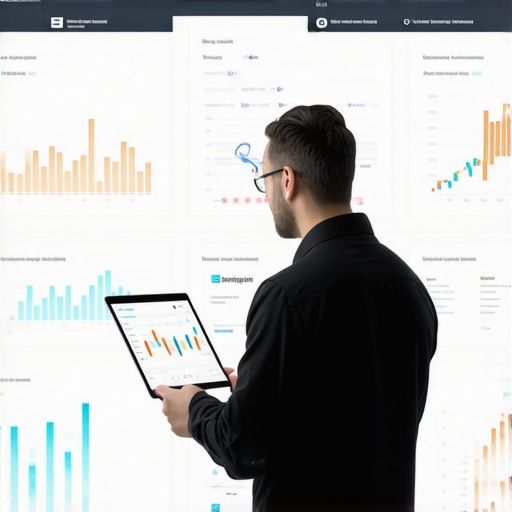 Business owner reviewing digital and physical customer interaction data.