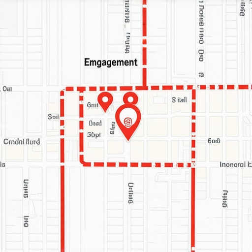 Layered Geofencing Campaigns in Action Map illustrating targeted geofenced zones with engagement indicators