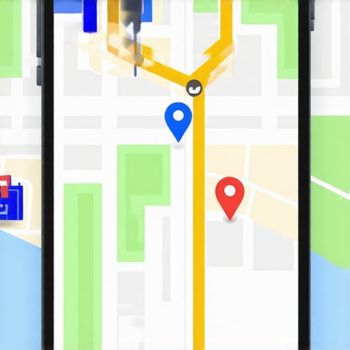 Multi-Stop Navigation on Mobile Map Smartphone screen displaying a multi-stop navigation route with various business locations