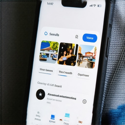 Smartphone screen showing local business listings accessed via voice search