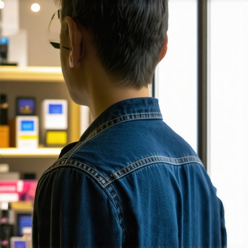 Customer using AR glasses to interact with a storefront through voice