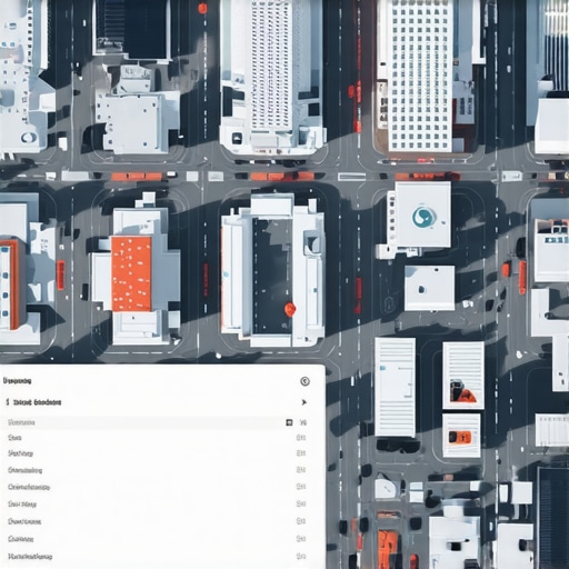 Illustration of a city map with interactive AR overlays and user engagement signals.