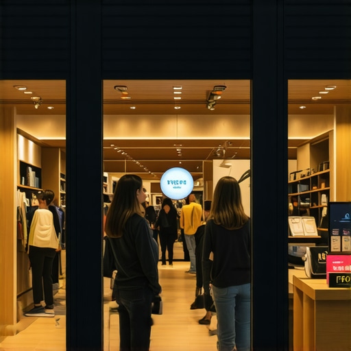 Storefront with NFC and Wi-Fi sensors capturing customer interactions for SEO