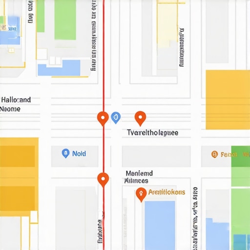 Visualization of digital map with real-time user interaction data highlighting local business engagement.