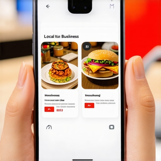 Person using AR overlay on smartphone for local business interaction.