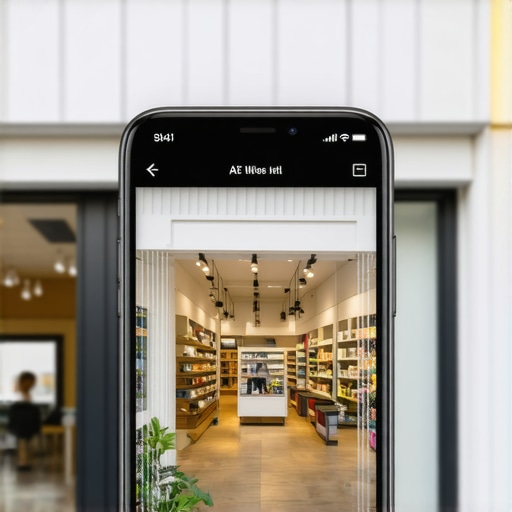 Smartphone with AR overlays showing virtual storefront features, symbolizing micro-interaction enhancement.