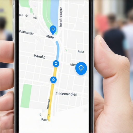 Smartphone screen showcasing map interaction gestures like zooming, panning, and toggling layers in an urban setting.